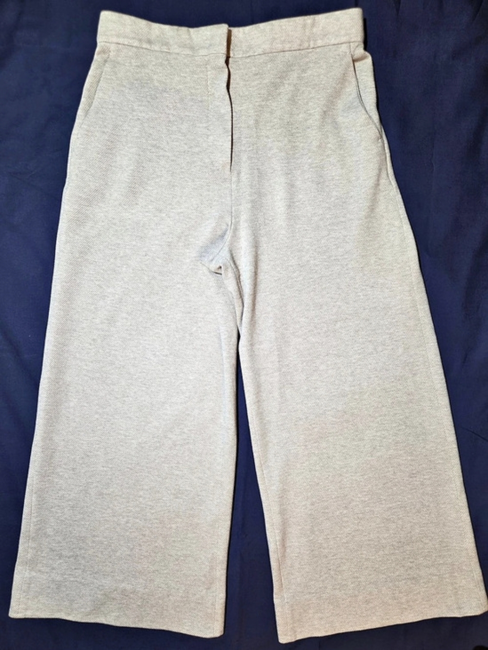 Max Mara2 Beige Wool Knit Wide Leg Culottes Cropped Trousers